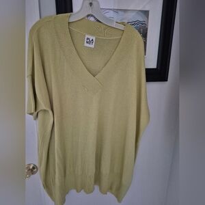 Planet By Lauren G V-Neck Sweater - Yellow XL